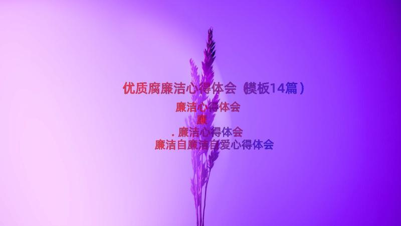 优质腐廉洁心得体会（模板14篇）