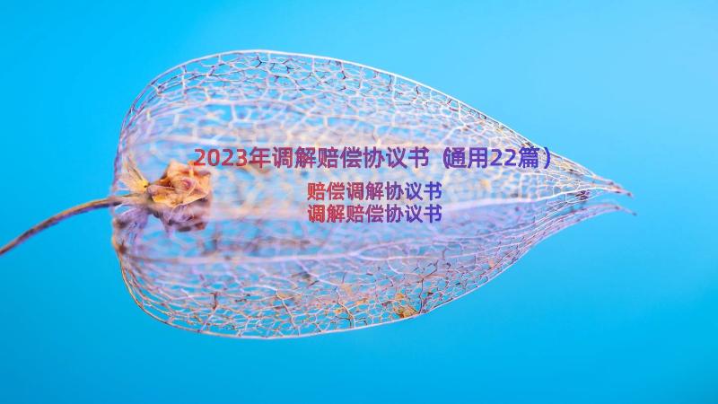 2023年调解赔偿协议书（通用22篇）