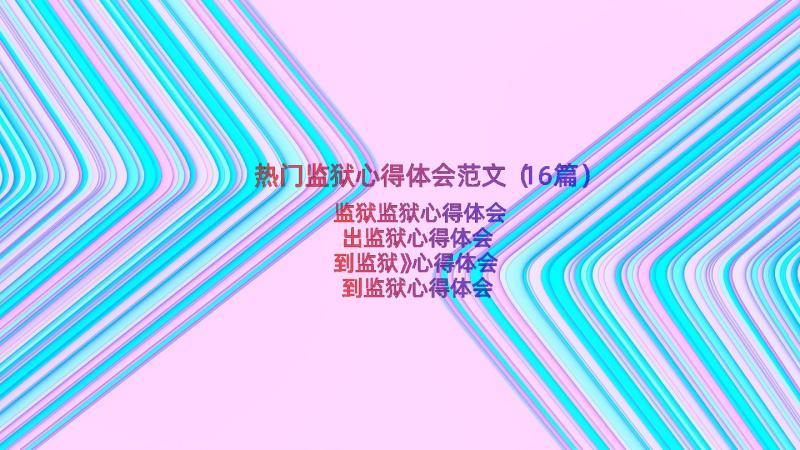 热门监狱心得体会范文（16篇）