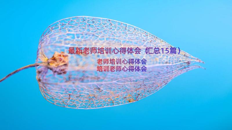 最新老师培训心得体会（汇总15篇）