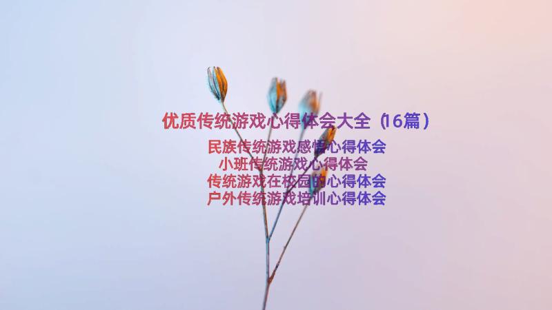 优质传统游戏心得体会大全（16篇）