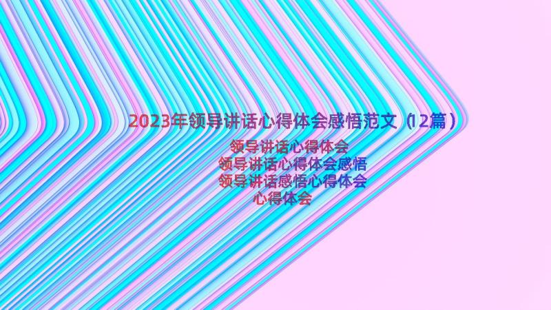 2023年领导讲话心得体会感悟范文（12篇）