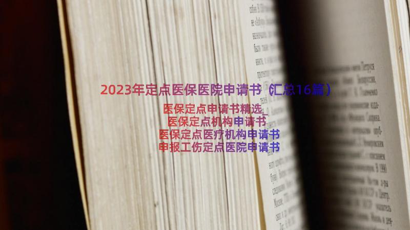 2023年定点医保医院申请书（汇总16篇）