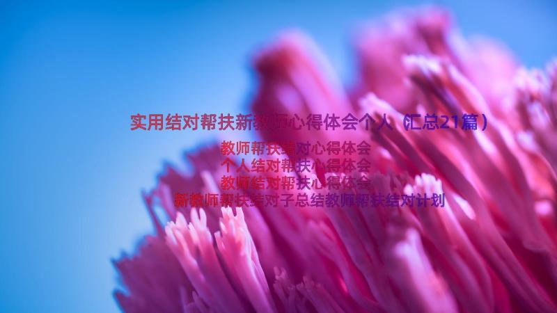 实用结对帮扶新教师心得体会个人（汇总21篇）