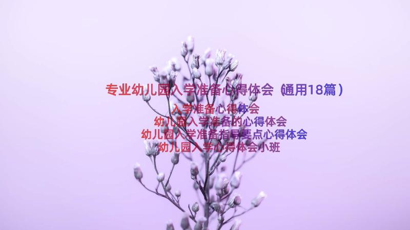 专业幼儿园入学准备心得体会（通用18篇）