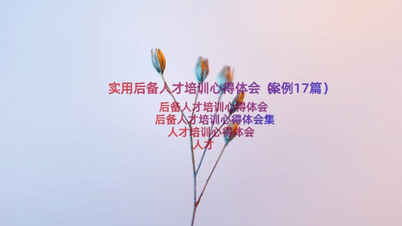 实用后备人才培训心得体会（案例17篇）