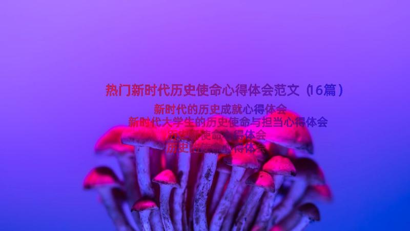 热门新时代历史使命心得体会范文（16篇）