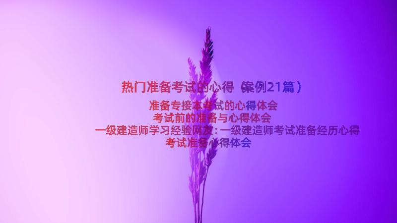 热门准备考试的心得（案例21篇）