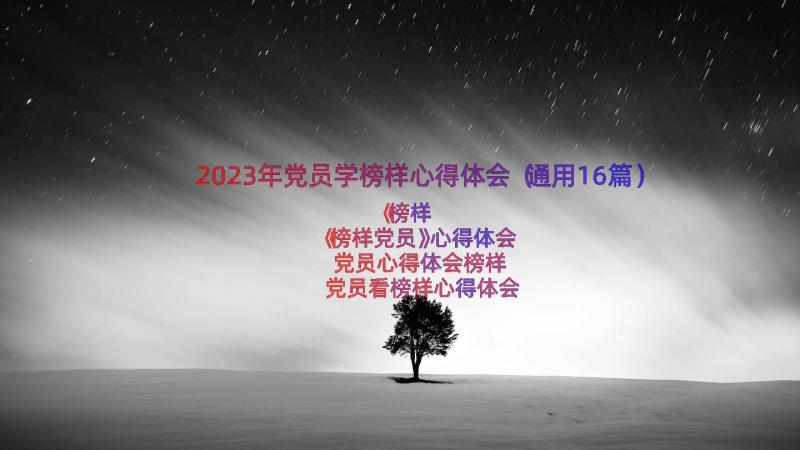 2023年党员学榜样心得体会（通用16篇）