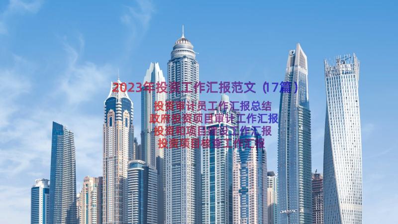 2023年投资工作汇报范文（17篇）