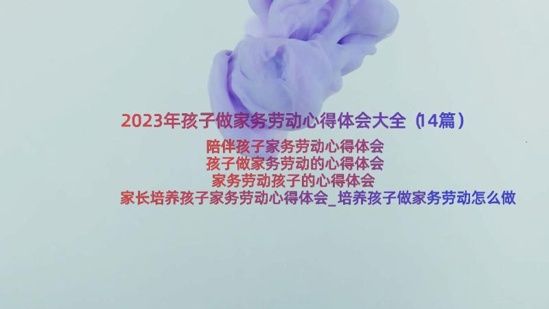 2023年孩子做家务劳动心得体会大全（14篇）