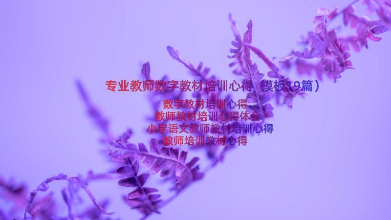 专业教师数字教材培训心得（模板19篇）