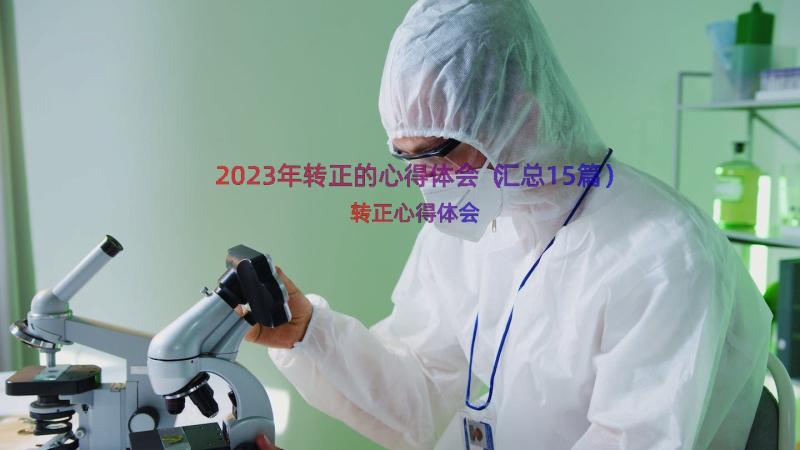 2023年转正的心得体会（汇总15篇）