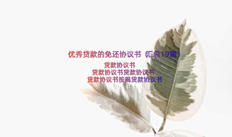 优秀贷款的免还协议书（汇总19篇）