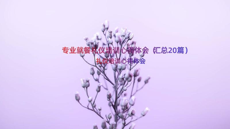 专业就餐礼仪培训心得体会（汇总20篇）