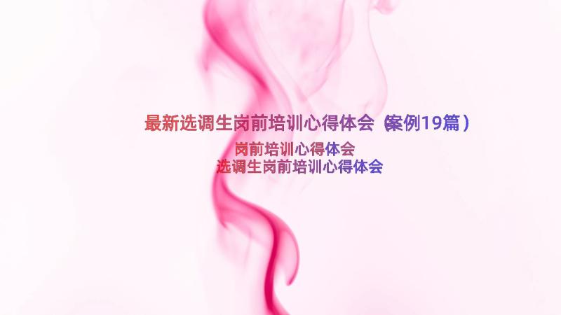 最新选调生岗前培训心得体会（案例19篇）