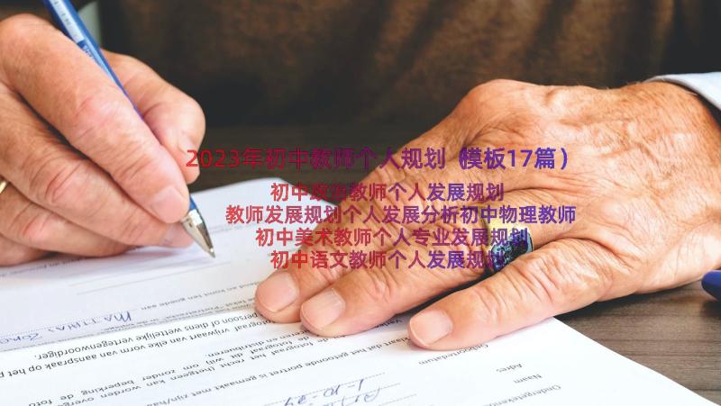 2023年初中教师个人规划（模板17篇）