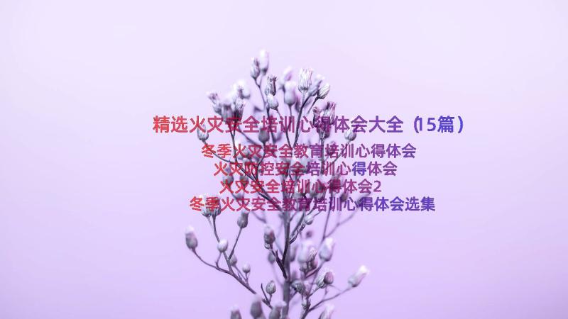 精选火灾安全培训心得体会大全（15篇）