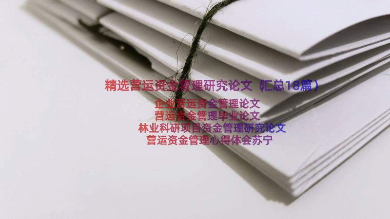 精选营运资金管理研究论文（汇总18篇）