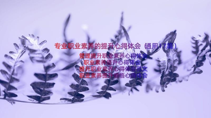 专业职业素养的提升心得体会（通用17篇）