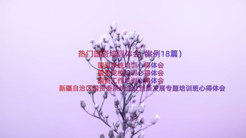 热门国资培训体会（案例18篇）