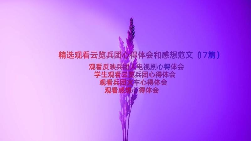 精选观看云览兵团心得体会和感想范文（17篇）