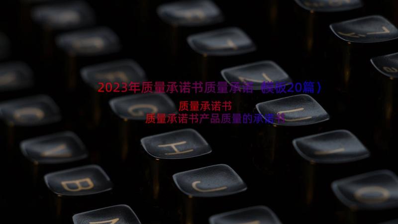 2023年质量承诺书质量承诺（模板20篇）