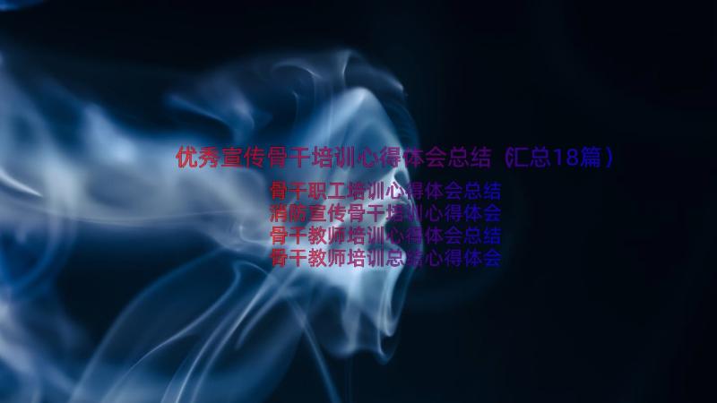 优秀宣传骨干培训心得体会总结（汇总18篇）