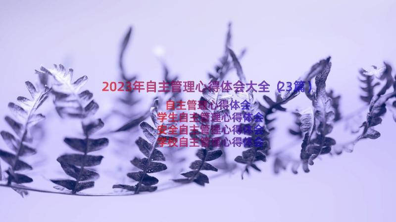 2023年自主管理心得体会大全（23篇）