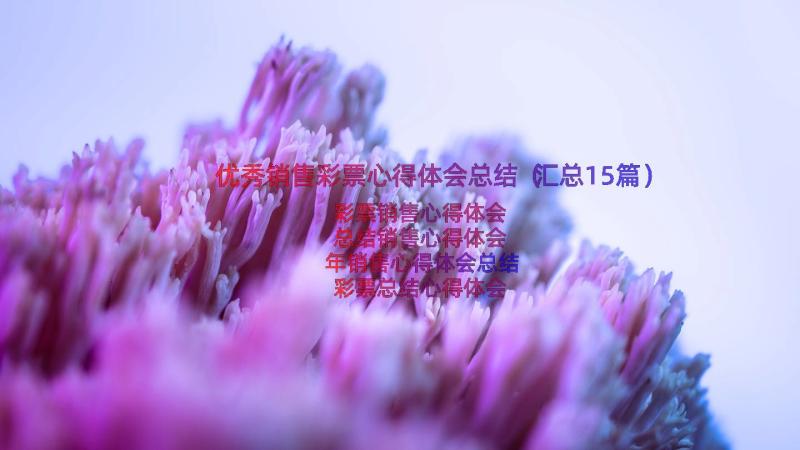 优秀销售彩票心得体会总结（汇总15篇）