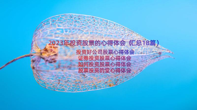 2023年投资股票的心得体会（汇总18篇）