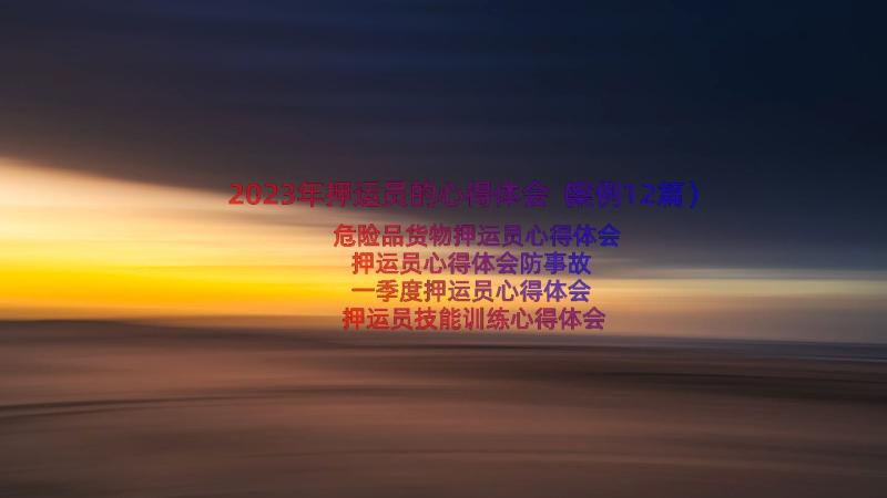 2023年押运员的心得体会（案例12篇）