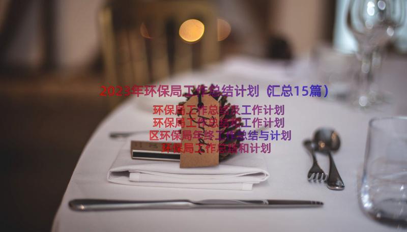 2023年环保局工作总结计划（汇总15篇）