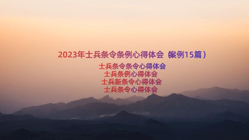 2023年士兵条令条例心得体会（案例15篇）