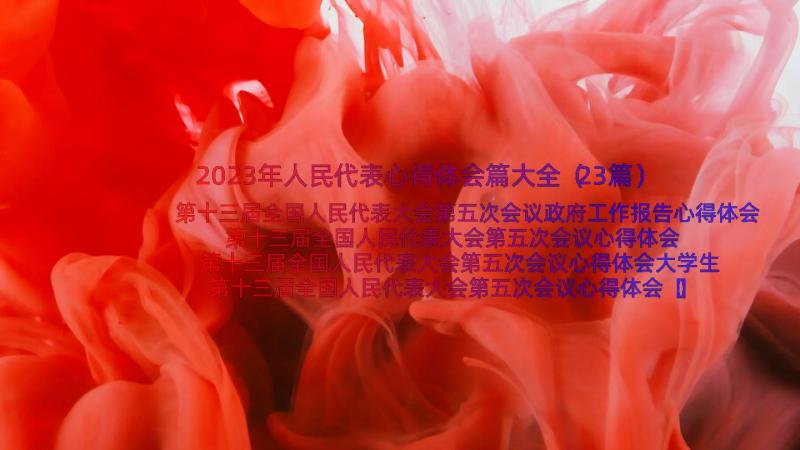 2023年人民代表心得体会篇大全（23篇）