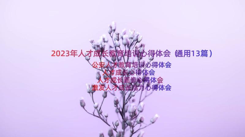 2023年人才成长教育培训心得体会（通用13篇）