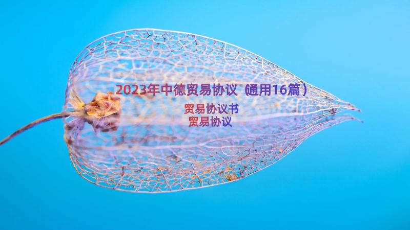 2023年中德贸易协议（通用16篇）