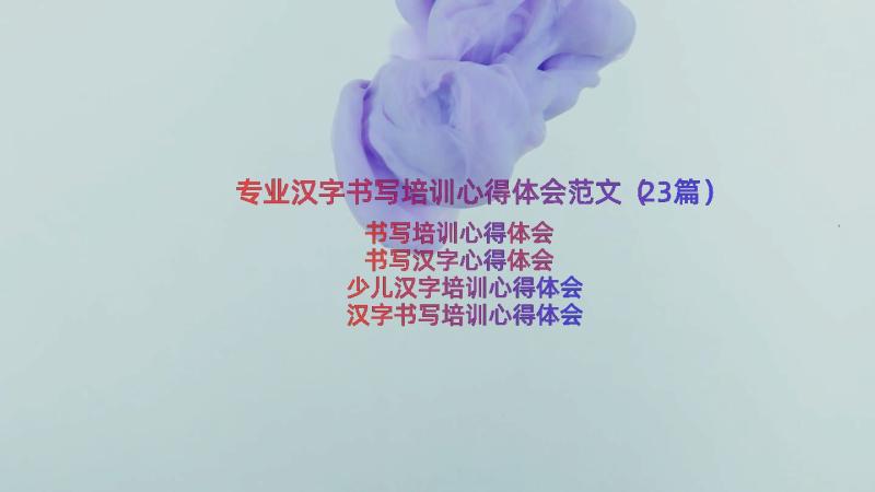 专业汉字书写培训心得体会范文（23篇）