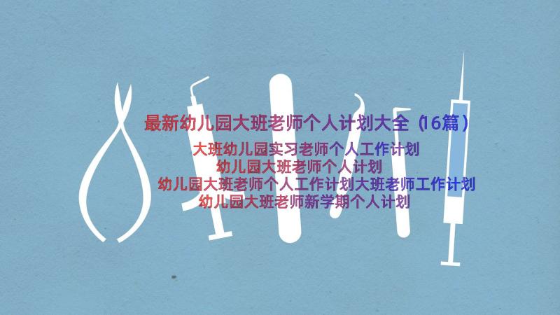 最新幼儿园大班老师个人计划大全（16篇）