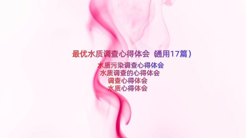 最优水质调查心得体会（通用17篇）