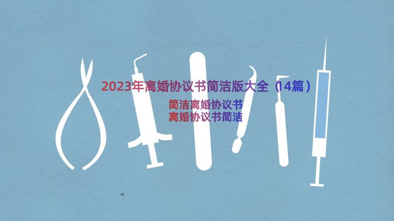 2023年离婚协议书简洁版大全（14篇）