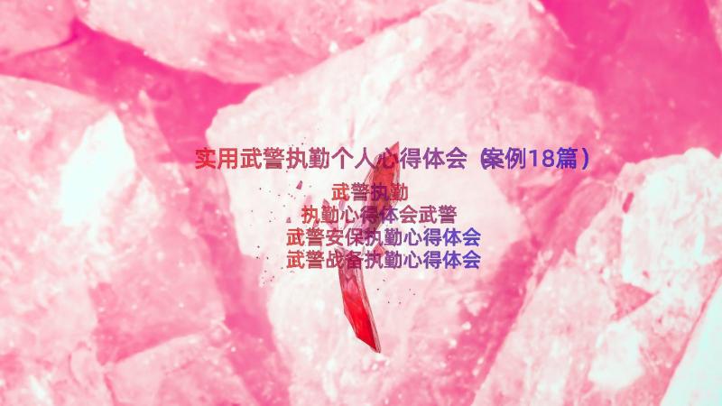 实用武警执勤个人心得体会（案例18篇）