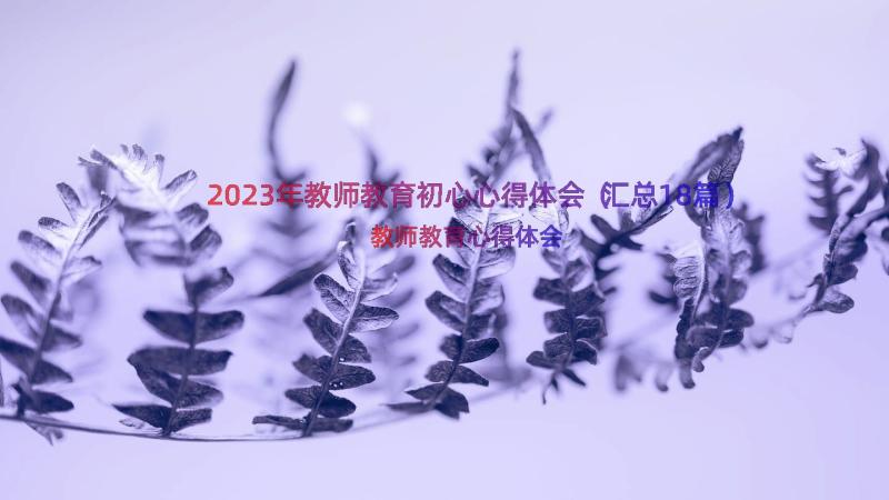 2023年教师教育初心心得体会（汇总18篇）