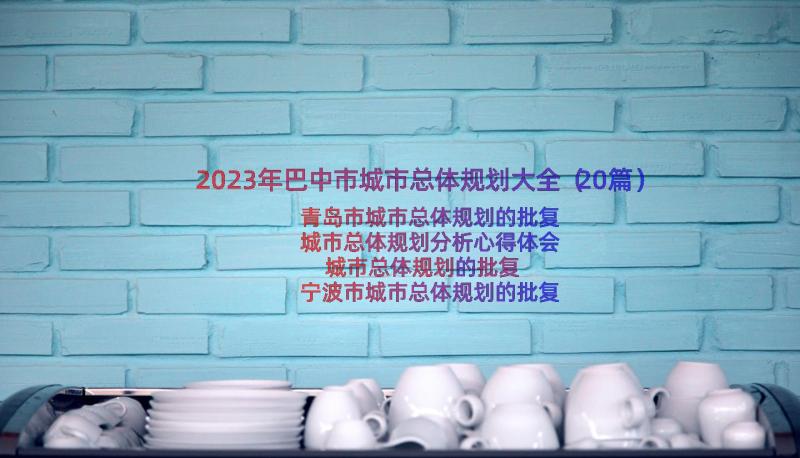 2023年巴中市城市总体规划大全（20篇）