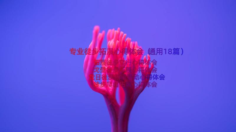 专业徒步拓展心得体会（通用18篇）