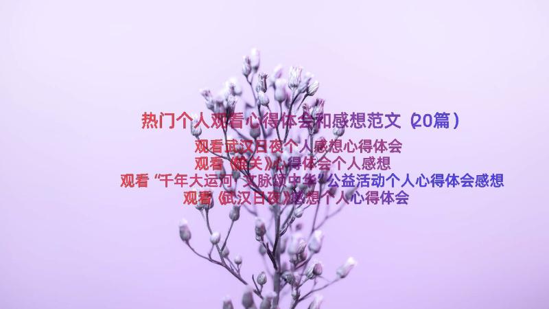 热门个人观看心得体会和感想范文（20篇）