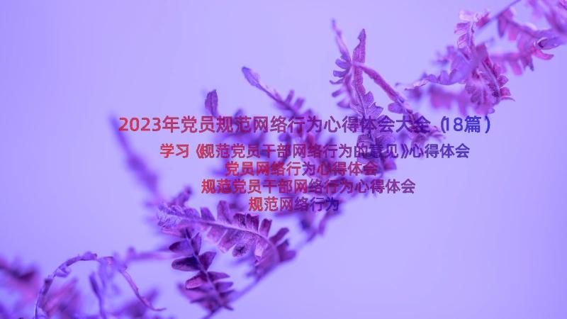 2023年党员规范网络行为心得体会大全（18篇）