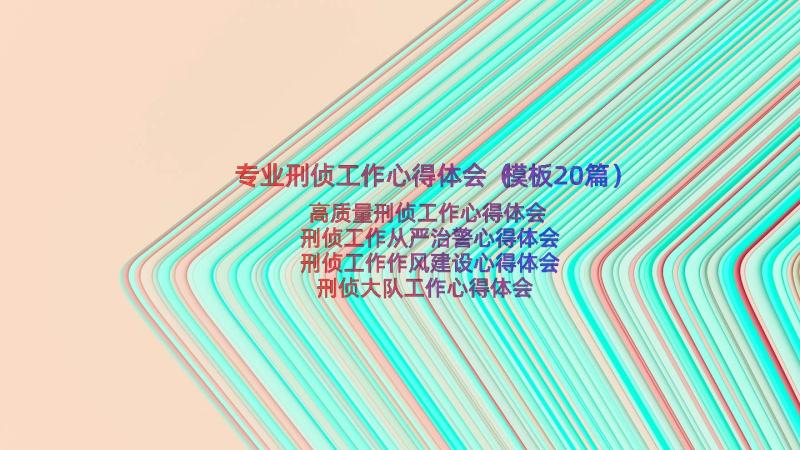 专业刑侦工作心得体会（模板20篇）