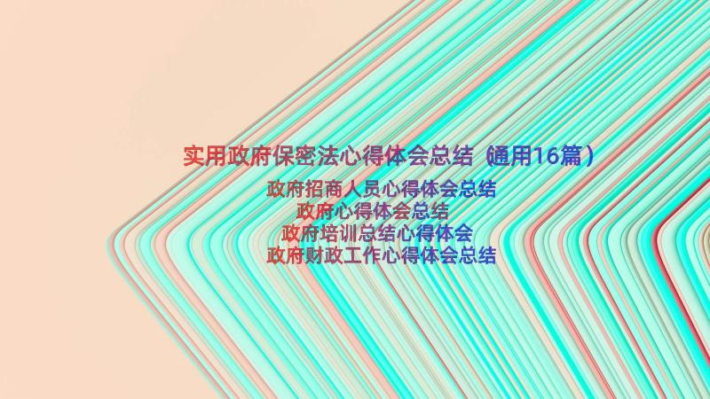 实用政府保密法心得体会总结（通用16篇）