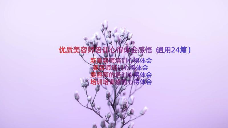 优质美容师培训心得体会感悟（通用24篇）